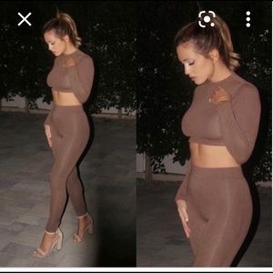 Naked Wardrobe “Feelin’ Oh so tight” half top and leggings